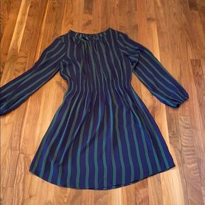 Ann Taylor Striped Dress with Ruched waist